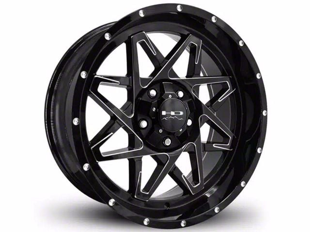 HD Off-Road Wheels Caliber Gloss Black Milled 6-Lug Wheel; 20x9; -10mm Offset (21-24 Yukon)