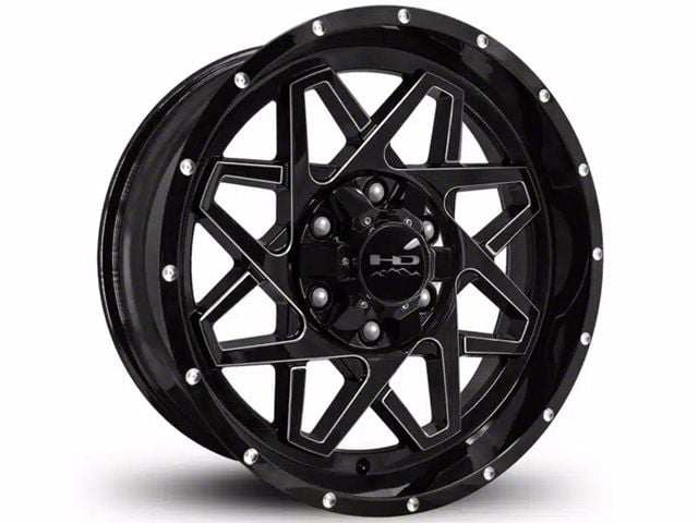 HD Off-Road Wheels Gridlock Gloss Black Milled 6-Lug Wheel; 20x10; -25mm Offset (21-24 Yukon)