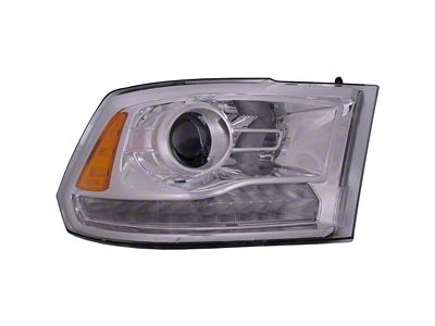 Headlights Depot Projector Halogen Headlight; Passenger Side; Chrome Housing; Clear Lens (13-15 RAM 1500)