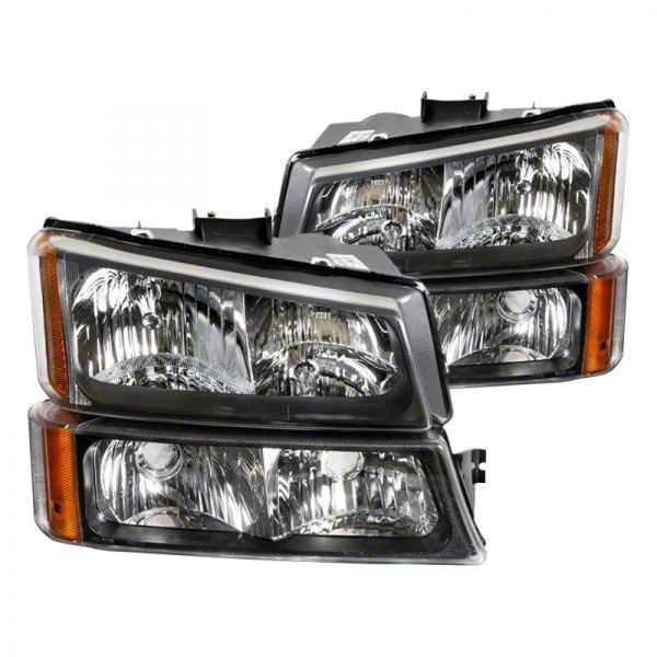 Headlights Depot Silverado 1500 Replacement Headlights; Black Housing ...