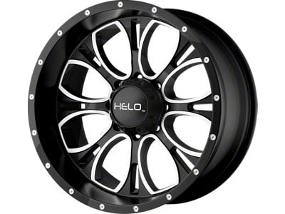 HELO HE879 Gloss Black Machined and Milled 6-Lug Wheel; 20x9; 18mm Offset (14-18 Silverado 1500)