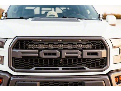 Heretic Studios 30-Inch LED Light Bar with Behind the Grille Mounting Brackets; Spot Beam; Clear Lens (17-20 F-150 Raptor)