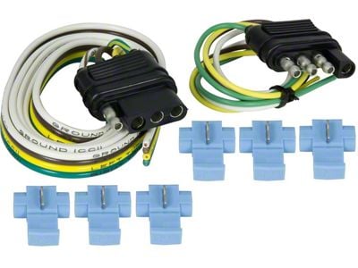 4-Wire Flat Connector Set with Splice-In Connectors; 48-Inch Vehicle Side/ 12-Inch Trailer Side