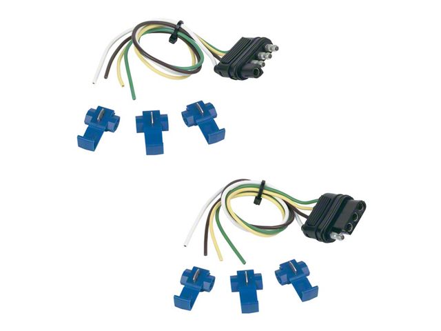 4-Wire Flat Connector Set with Splice-In Connectors; 12-Inch Vehicle Side/12-Inch Trailer Side