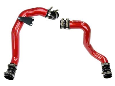 HPS Intercooler Hot and Cold Side Charge Pipes with Black Boots; Red (03-07 6.0L Powerstroke F-250 Super Duty)