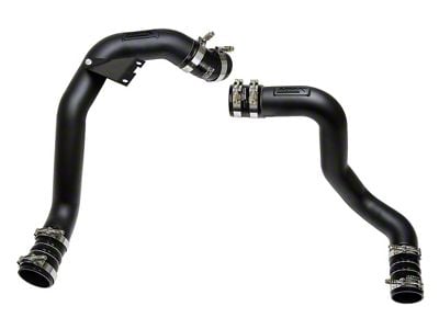 HPS Intercooler Hot and Cold Side Charge Pipes with Black Boots; Wrinkle Black (03-07 6.0L Powerstroke F-250 Super Duty)