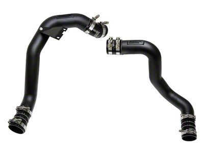 HPS Intercooler Hot and Cold Side Charge Pipes with Black Boots; Wrinkle Black (03-07 6.0L Powerstroke F-350 Super Duty)