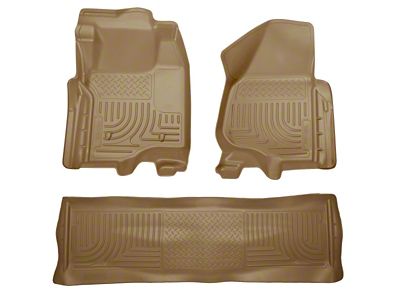 Husky Liners WeatherBeater Front and Second Seat Floor Liners; Footwell Coverage; Tan (11-12 F-350 Super Duty SuperCrew w/o Floor Shifter)