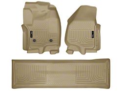 Husky Liners WeatherBeater Front and Second Seat Floor Liners; Footwell Coverage; Tan (12-16 F-350 Super Duty SuperCrew w/o Floor Shifter)