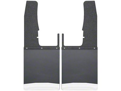 Husky Liners 12-Inch Wide KickBack Mud Flaps; Front; Textured Black Top and Stainless Steel Weight (09-18 RAM 2500)