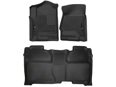 Husky Liners X-Act Contour Front and Second Seat Floor Liners; Black (14-18 Sierra 1500 Crew Cab)