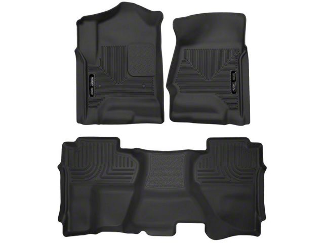 Husky Liners X-Act Contour Front and Second Seat Floor Liners; Black (14-18 Sierra 1500 Double Cab)