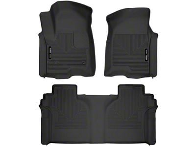 Husky Liners X-Act Contour Front and Second Seat Floor Liners; Black (19-24 Sierra 1500 Crew Cab w/ Rear Underseat Storage)