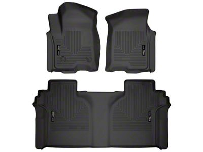 Husky Liners WeatherBeater Front and Second Seat Floor Liners; Black (20-25 Sierra 2500 HD Crew Cab w/ Rear Underseat Storage)