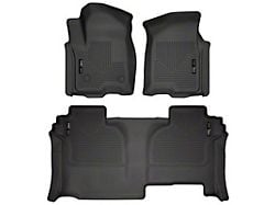 Husky Liners WeatherBeater Front and Second Seat Floor Liners; Black (20-25 Sierra 2500 HD Double Cab)