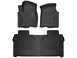 Husky Liners WeatherBeater Front and Second Seat Floor Liners; Black (20-25 Sierra 3500 HD Crew Cab w/ Rear Underseat Storage)