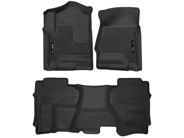 Husky Liners X-Act Contour Front and Second Seat Floor Liners; Black (14-18 Silverado 1500 Double Cab)