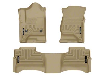 Husky Liners WeatherBeater Front and Second Seat Floor Liners; Footwell Coverage; Tan (15-19 Silverado 3500 HD Crew Cab)