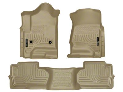 Husky Liners WeatherBeater Front and Second Seat Floor Liners; Footwell Coverage; Tan (15-19 Silverado 3500 HD Double Cab)