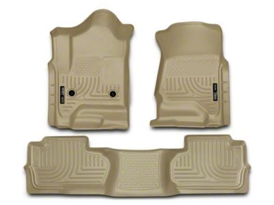 Husky Liners WeatherBeater Front and Second Seat Floor Liners; Footwell Coverage; Tan (14-18 Sierra 1500 Double Cab, Crew Cab)