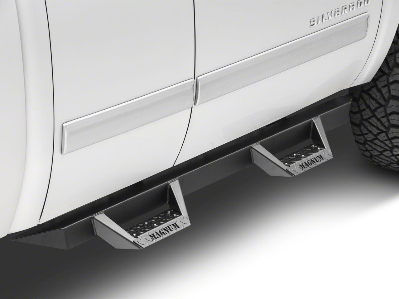 Magnum Silverado 1500 RT Cab Length Side Step Bars; Black S103588 (07 ...