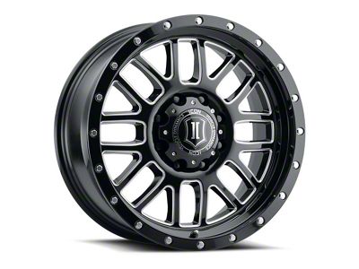 ICON Alloys Alpha Gloss Black Milled 8-Lug Wheel; 20x9; 19mm Offset (01-06 Sierra 2500 HD)