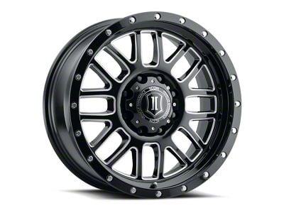 ICON Alloys Alpha Gloss Black Milled 8-Lug Wheel; 20x9; 19mm Offset (01-06 Silverado 3500 HD SRW)