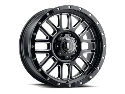 ICON Alloys Alpha Gloss Black Milled 8-Lug Wheel; 20x9; 12mm Offset (11-14 Sierra 2500 HD)