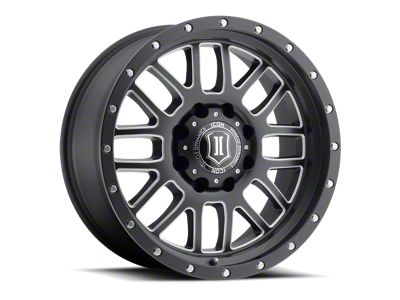 ICON Alloys Alpha Satin Black Milled 8-Lug Wheel; 20x9; 12mm Offset (11-14 Sierra 2500 HD)