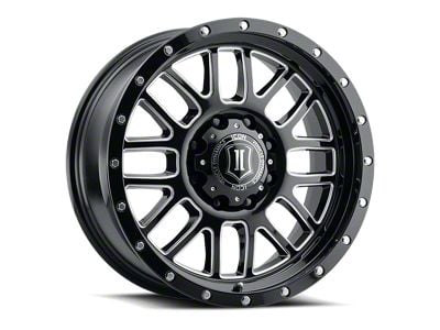 ICON Alloys Alpha Gloss Black Milled 8-Lug Wheel; 20x9; 12mm Offset (11-14 Silverado 3500 HD SRW)