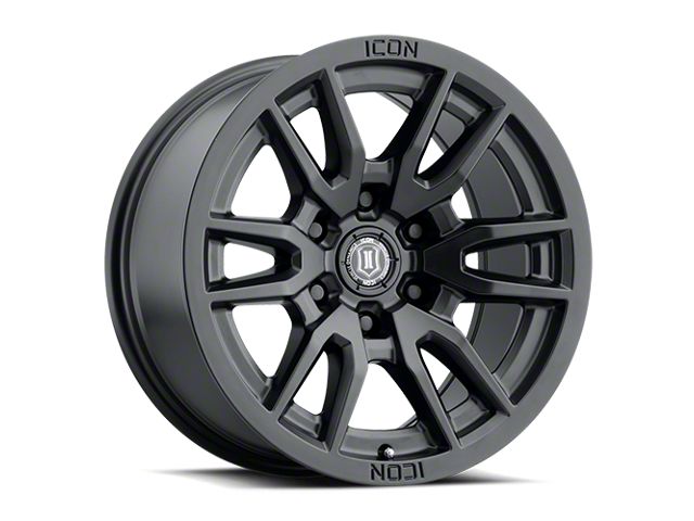 ICON Alloys Vector 6 Satin Black 6-Lug Wheel; 17x8.5; 0mm Offset (14-18 Silverado 1500)