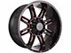 Impact Wheels 805 Gloss Black and Red Milled 6-Lug Wheel; 20x10; -12mm Offset (04-08 F-150)
