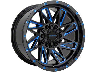 Impact Wheels 814 Gloss Black and Blue Milled 6-Lug Wheel; 17x9; 0mm Offset (04-08 F-150)