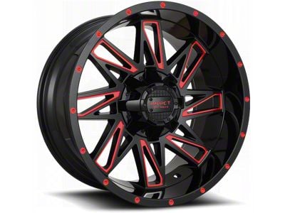 Impact Wheels 814 Gloss Black and Red Milled 6-Lug Wheel; 18x9; 0mm Offset (04-08 F-150)