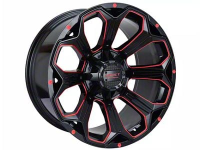 Impact Wheels 817 Gloss Black and Red Milled 6-Lug Wheel; 20x10; -12mm Offset (04-08 F-150)