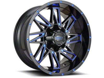 Impact Wheels 814 Gloss Black and Blue Milled 6-Lug Wheel; 17x9; 0mm Offset (07-13 Sierra 1500)
