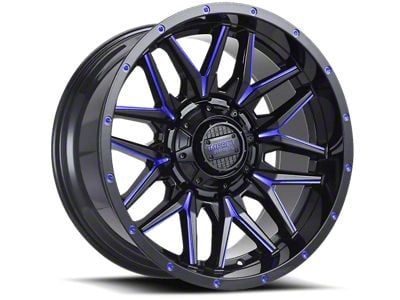 Impact Wheels 819 Gloss Black and Blue Milled 6-Lug Wheel; 18x9; -12mm Offset (07-13 Sierra 1500)