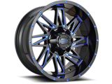 Impact Wheels 814 Gloss Black and Blue Milled 6-Lug Wheel; 17x9; 0mm Offset (07-13 Silverado 1500)