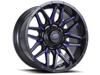 Impact Wheels 819 Gloss Black and Blue Milled 6-Lug Wheel; 18x9; 0mm Offset (07-13 Silverado 1500)