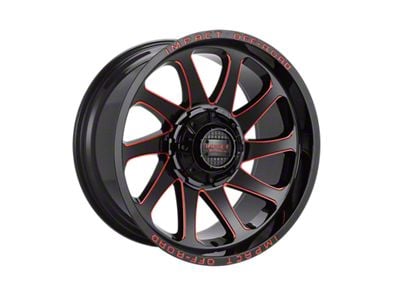 Impact Wheels 825 Gloss Black and Red Milled 6-Lug Wheel; 20x10; -12mm Offset (07-13 Silverado 1500)