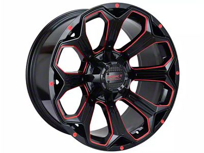 Impact Wheels 817 Gloss Black and Red Milled 6-Lug Wheel; 20x10; -12mm Offset (07-14 Yukon)