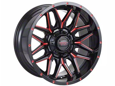 Impact Wheels 819 Gloss Black and Red Milled 5-Lug Wheel; 17x9; -12mm Offset (09-18 RAM 1500)