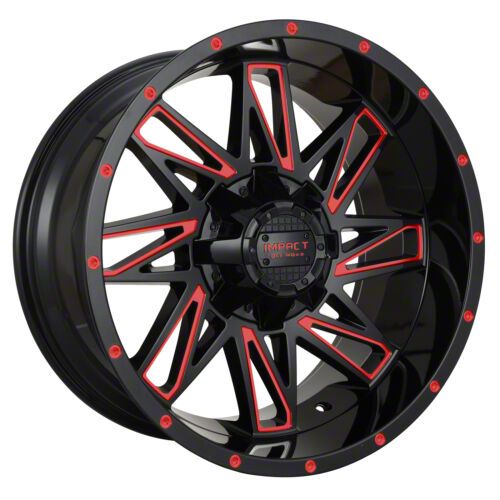 Impact Wheels Sierra 1500 814 Gloss Black And Red Milled 6-lug Wheel 