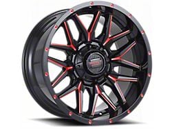 Impact Wheels 819 Gloss Black and Red Milled 6-Lug Wheel; 20x10; -12mm Offset (14-18 Sierra 1500)