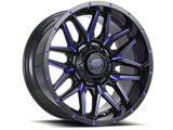 Impact Wheels 819 Gloss Black and Blue Milled 6-Lug Wheel; 18x9; -12mm Offset (14-18 Silverado 1500)