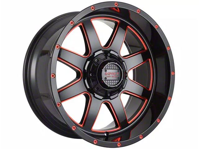 Impact Wheels 804 Gloss Black and Red Milled 6-Lug Wheel; 20x10; -12mm Offset (15-20 F-150)