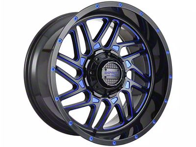 Impact Wheels 808 Gloss Black and Blue Milled 6-Lug Wheel; 20x10; -12mm Offset (15-20 F-150)