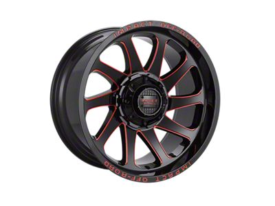 Impact Wheels 825 Gloss Black and Red Milled 6-Lug Wheel; 20x10; -12mm Offset (15-20 F-150)