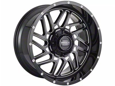 Impact Wheels 808 Gloss Black Milled 8-Lug Wheel; 22x12; -44mm Offset (15-19 Silverado 2500 HD)