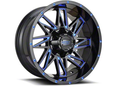 Impact Wheels 814 Gloss Black and Blue Milled 6-Lug Wheel; 17x9; 0mm Offset (24-25 Ranger)